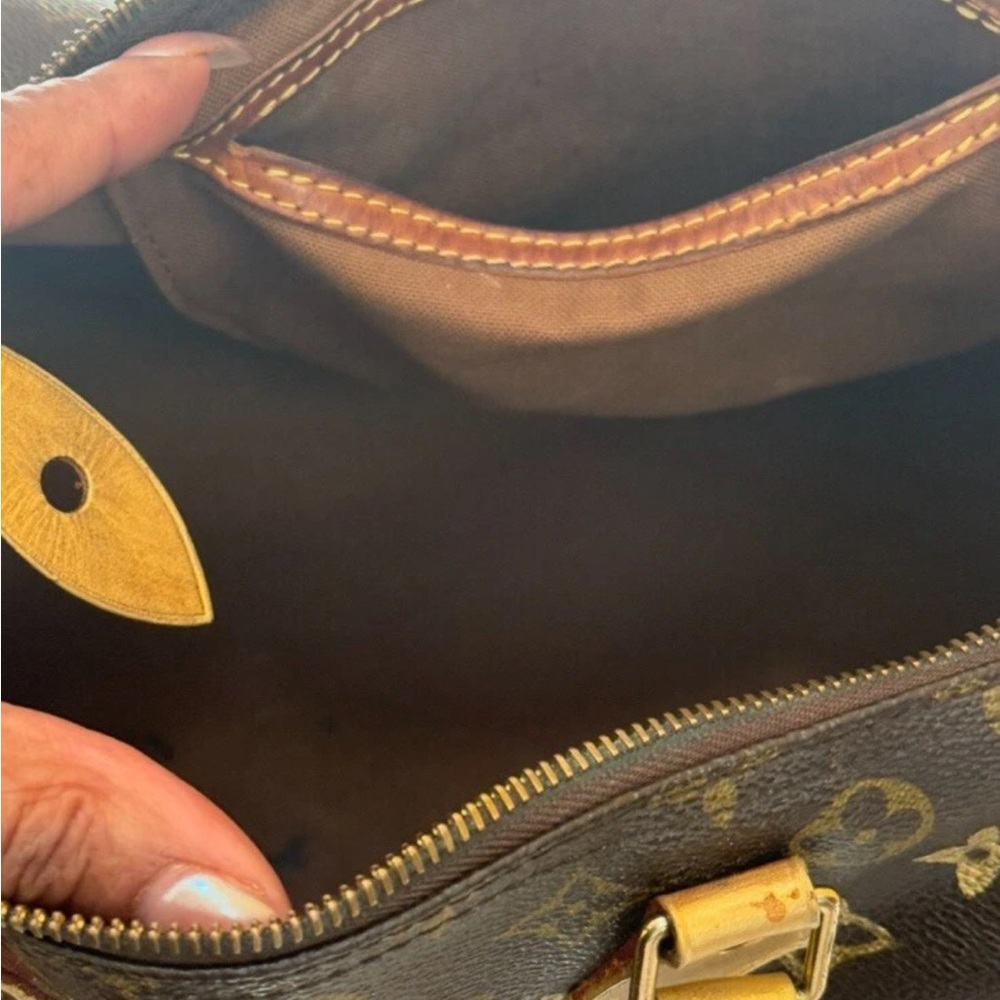Louis Vuitton Brown Monogram Satchel with Leopard scarf - Picture 8 of 12